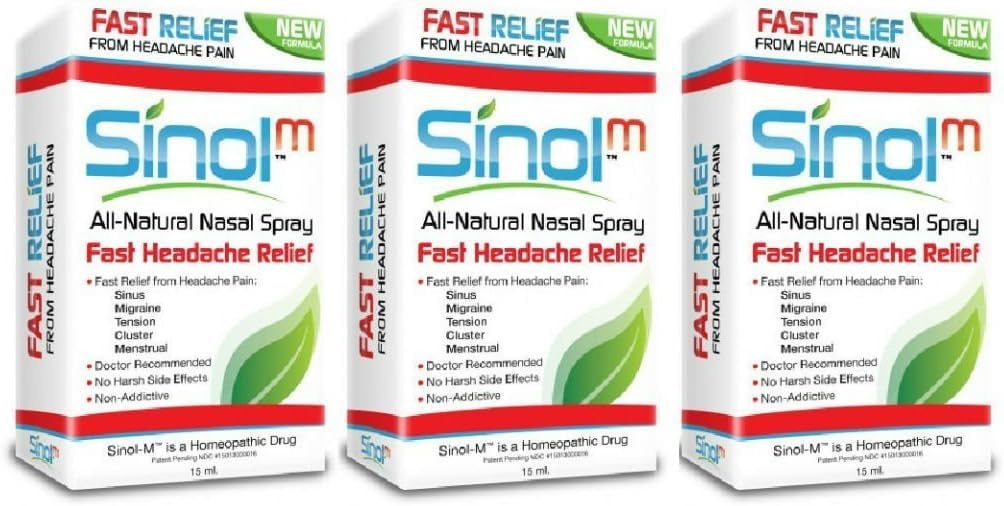 Sinol Headache Relief Spray bottle for quick nasal relief.