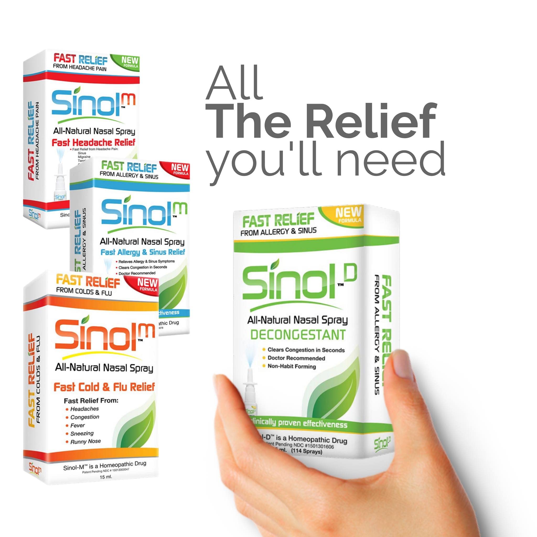 SinolM all-natural ingredients label highlights natural composition.