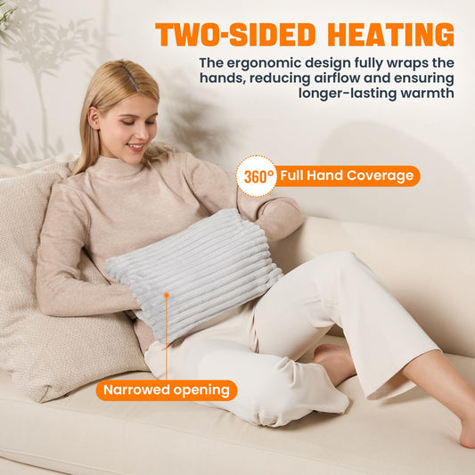 SINORIKO Hand Warmer two-sided heating provides all-around warmth for cold hands.