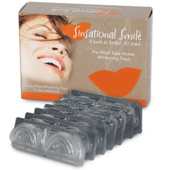 Sinsational Smile pre-filled trays for top and bottom teeth whitening, convenient at-home use.