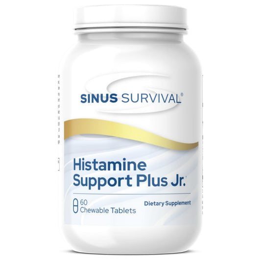 Sinus Survival Histamine Support Plus Jr berry bottle supports daily, kid-friendly use.