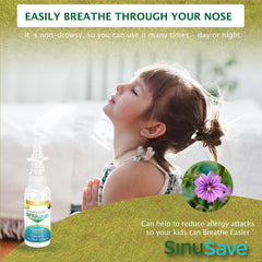 Sinusave Kids Strength nasal spray application illustrates daily hygiene routine benefits.