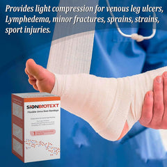 Sion Biotext Unna Boot zinc wrap for venous ulcer care with light compression.