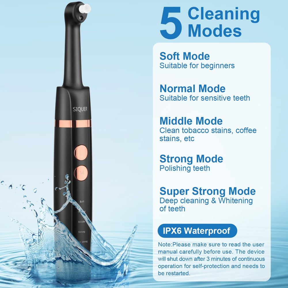 SIQUER Rechargeable IPX6 waterproof polisher charges via USB-C.