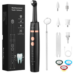SIQUER Tooth Polisher with five brush heads for versatile stain removal.
