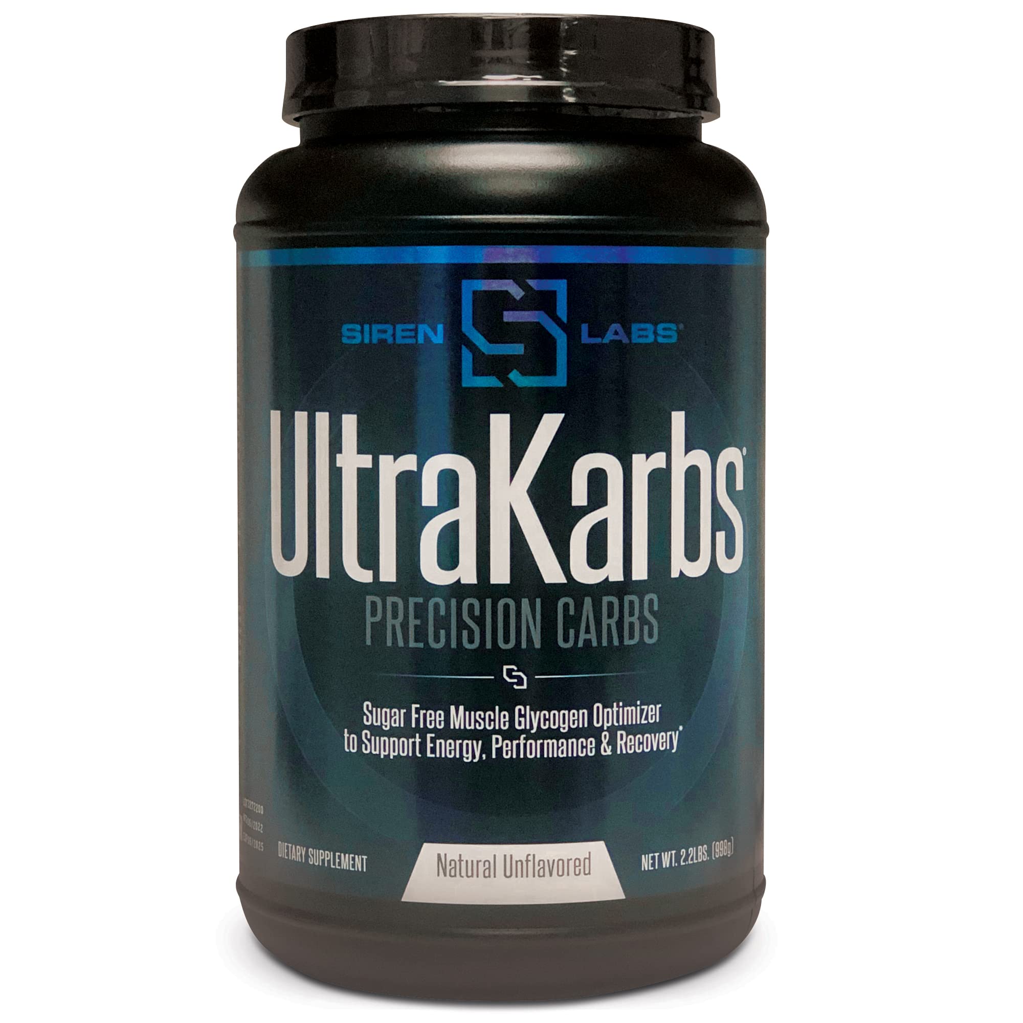 SIRENLABS Ultra Karbs bottle front showing the carb loading formula for post-workout energy.