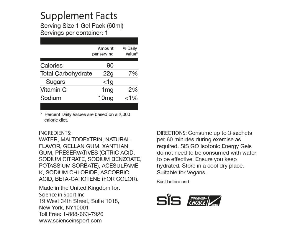 SIS Gel GO Apple gluten-free icon indicating diet compatibility.