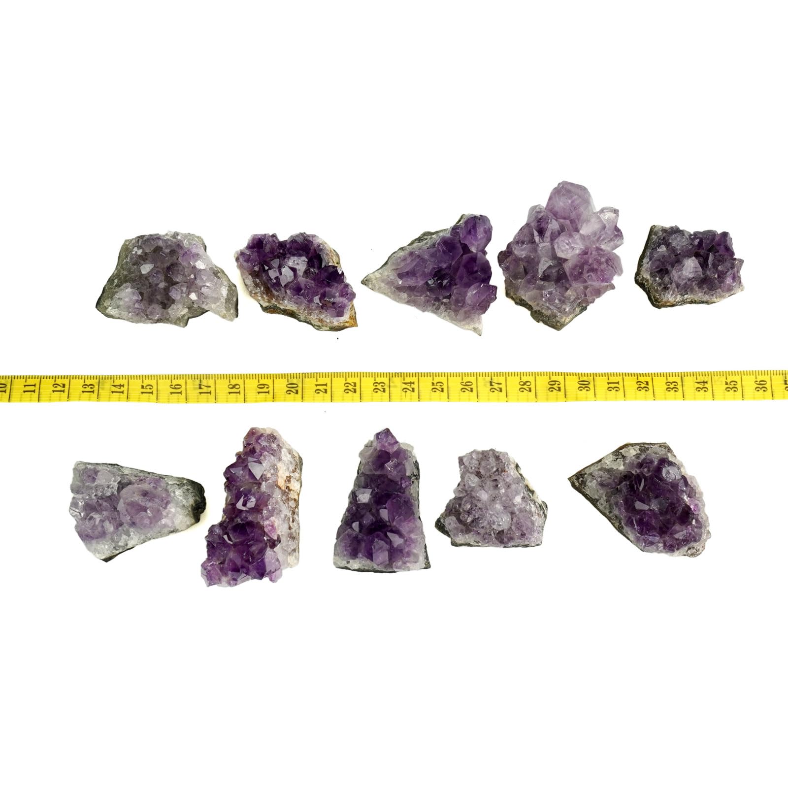 Sisamn Amethyst clusters handheld collection shows natural variety and size range.