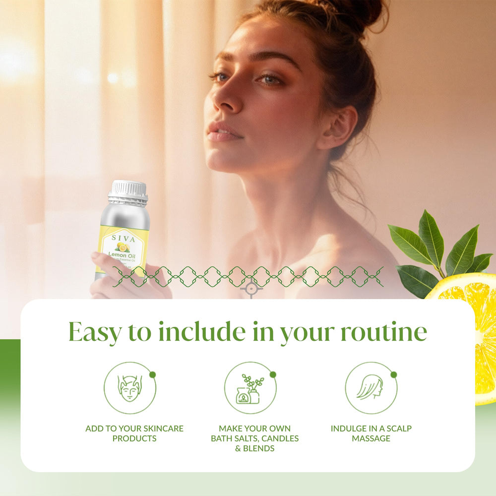 SIVA ORGANICS Lemon Oil bath addition for a refreshing soak with citrus aroma.
