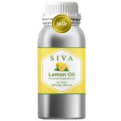 SIVA ORGANICS Lemon Oil bottle offers pure citrus aroma for diffusion and skin care.