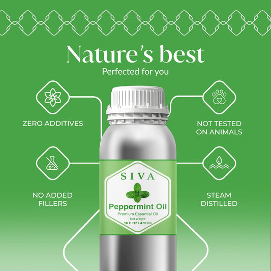 SIVA ORGANICS Peppermint Oil diffuser setup delivering minty aromatherapy.