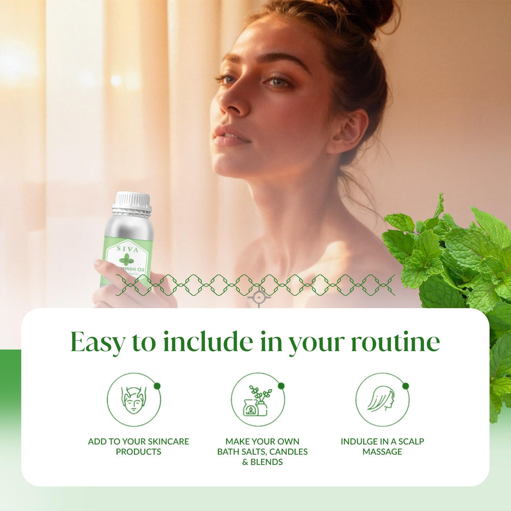 SIVA ORGANICS Peppermint Oil can be added to a relaxing foot bath.