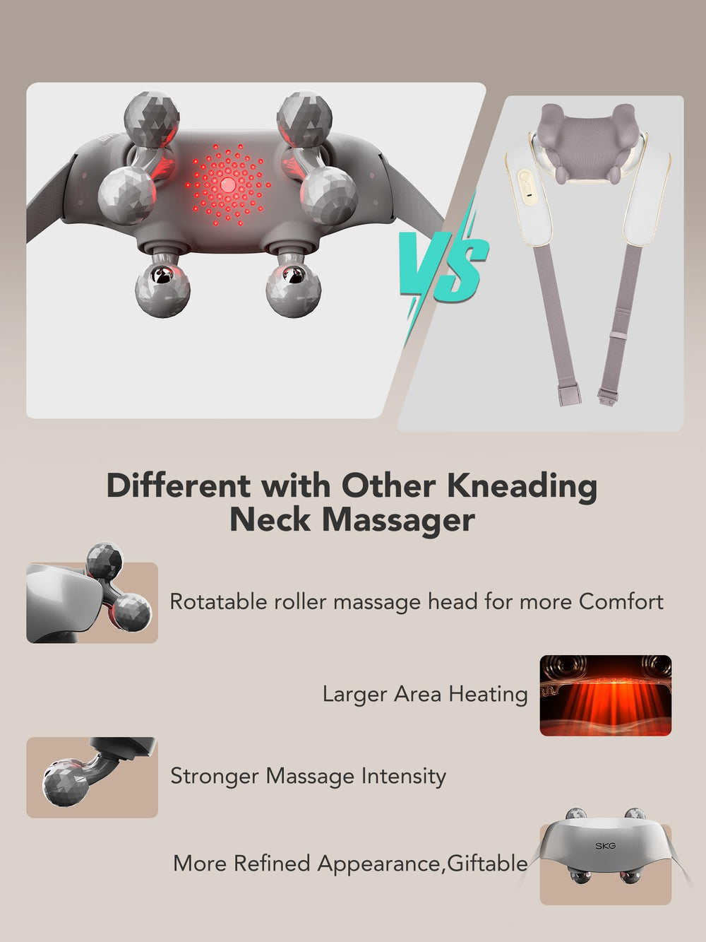 SKG H7 Ultra red light beads for soothing warming effect