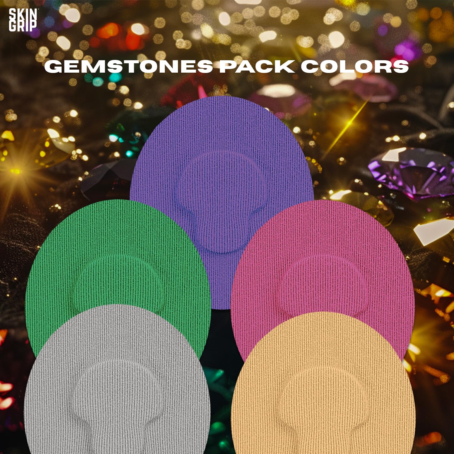 Skin Grip Gemstones Pack for CGM patches combines style with reliable wear