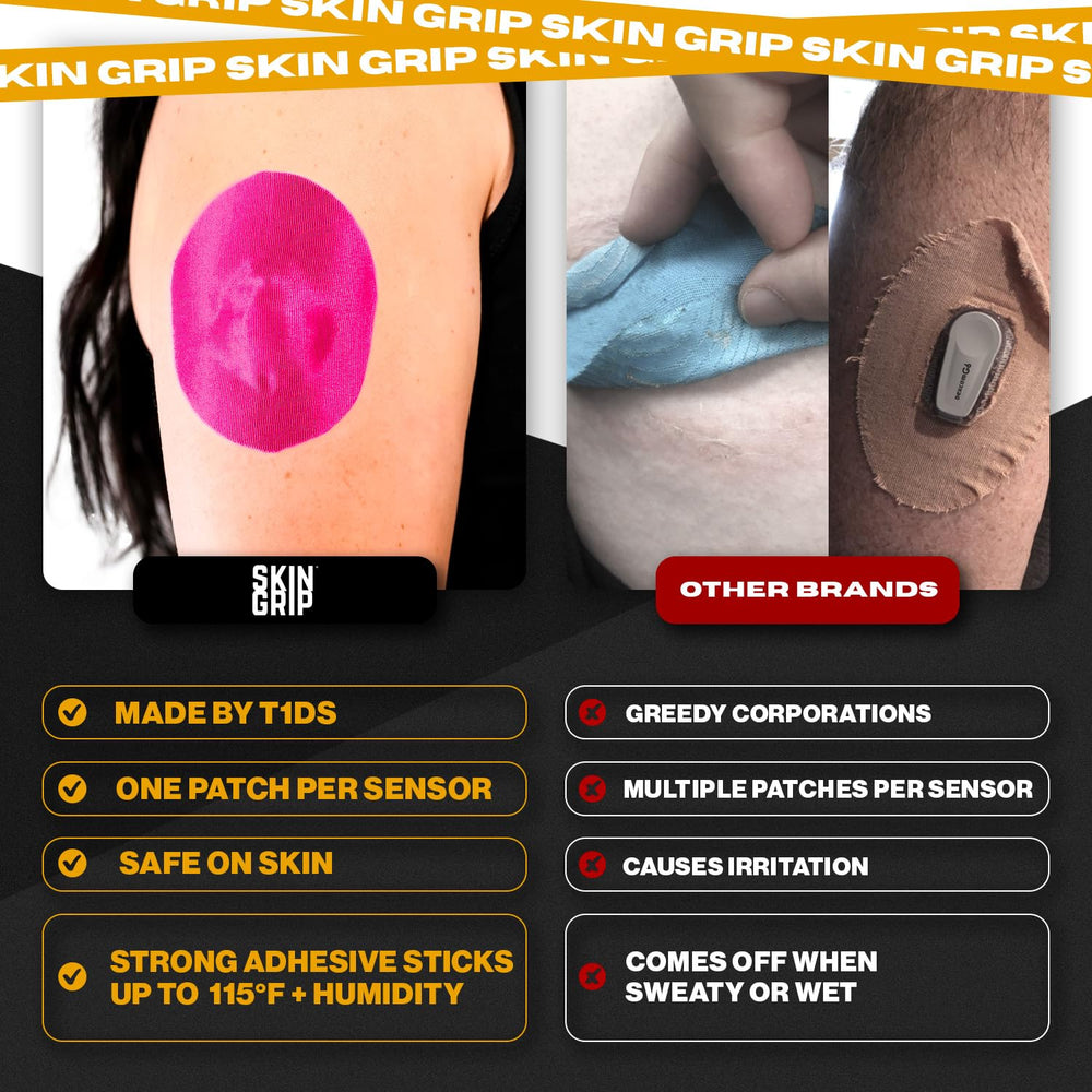 Latex-free, hypoallergenic Skin Grip patch in pink for sensitive skin.