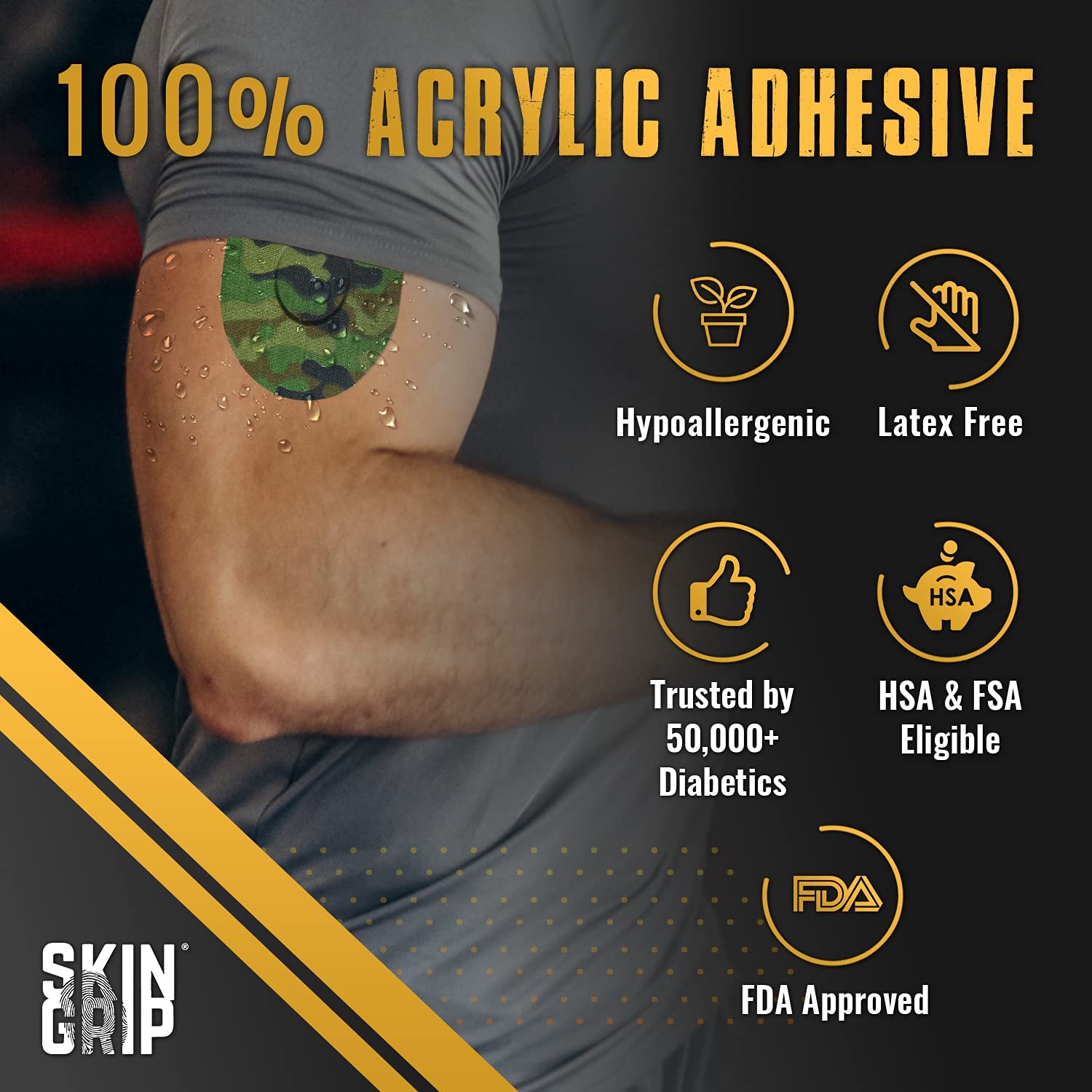 Skin Grip CGM patch offers waterproof and sweatproof protection during workouts
