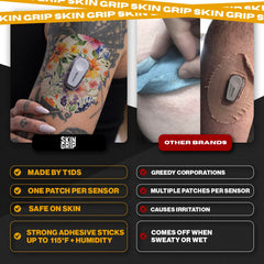 Skin Grip patch uses medical-grade adhesive that is latex-free and hypoallergenic.