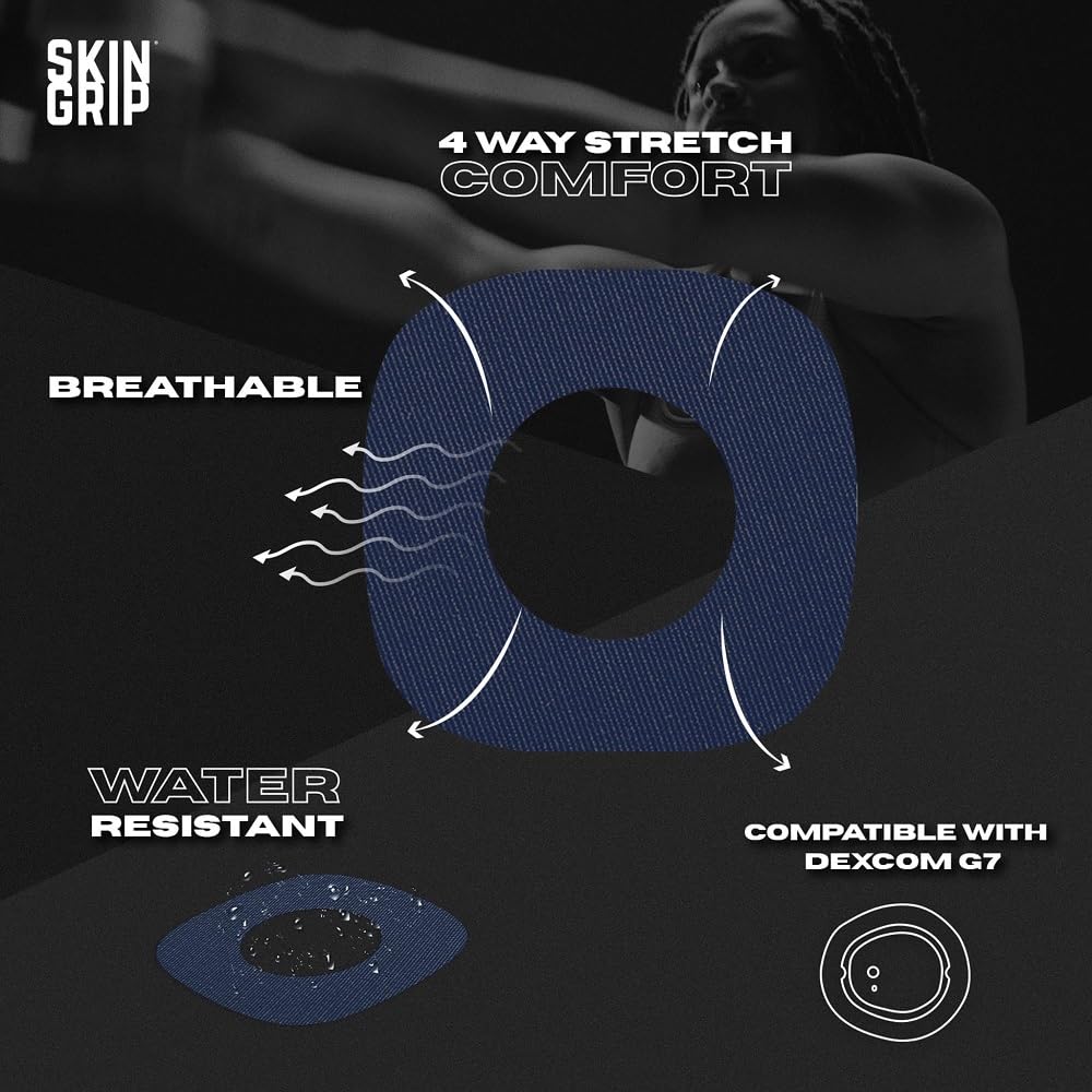 Skin Grip patch cutout for Dexcom G7 and Stelo allows precise sensor fit