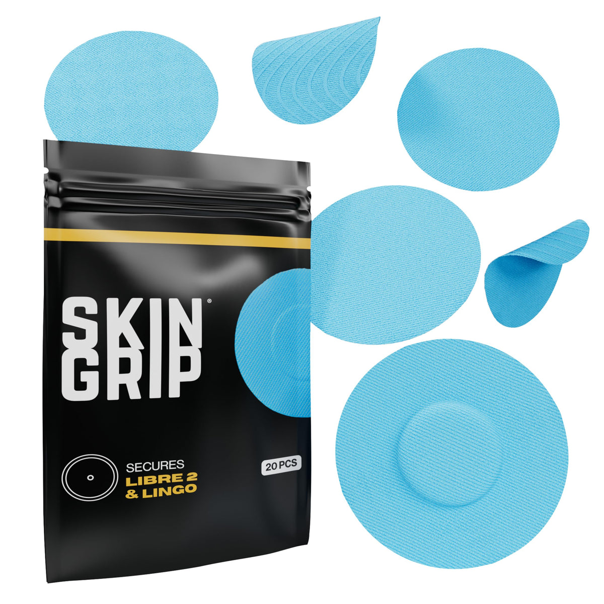 Skin Grip Freestyle Libre-2 sensor cover in blue protects your device securely during activity.