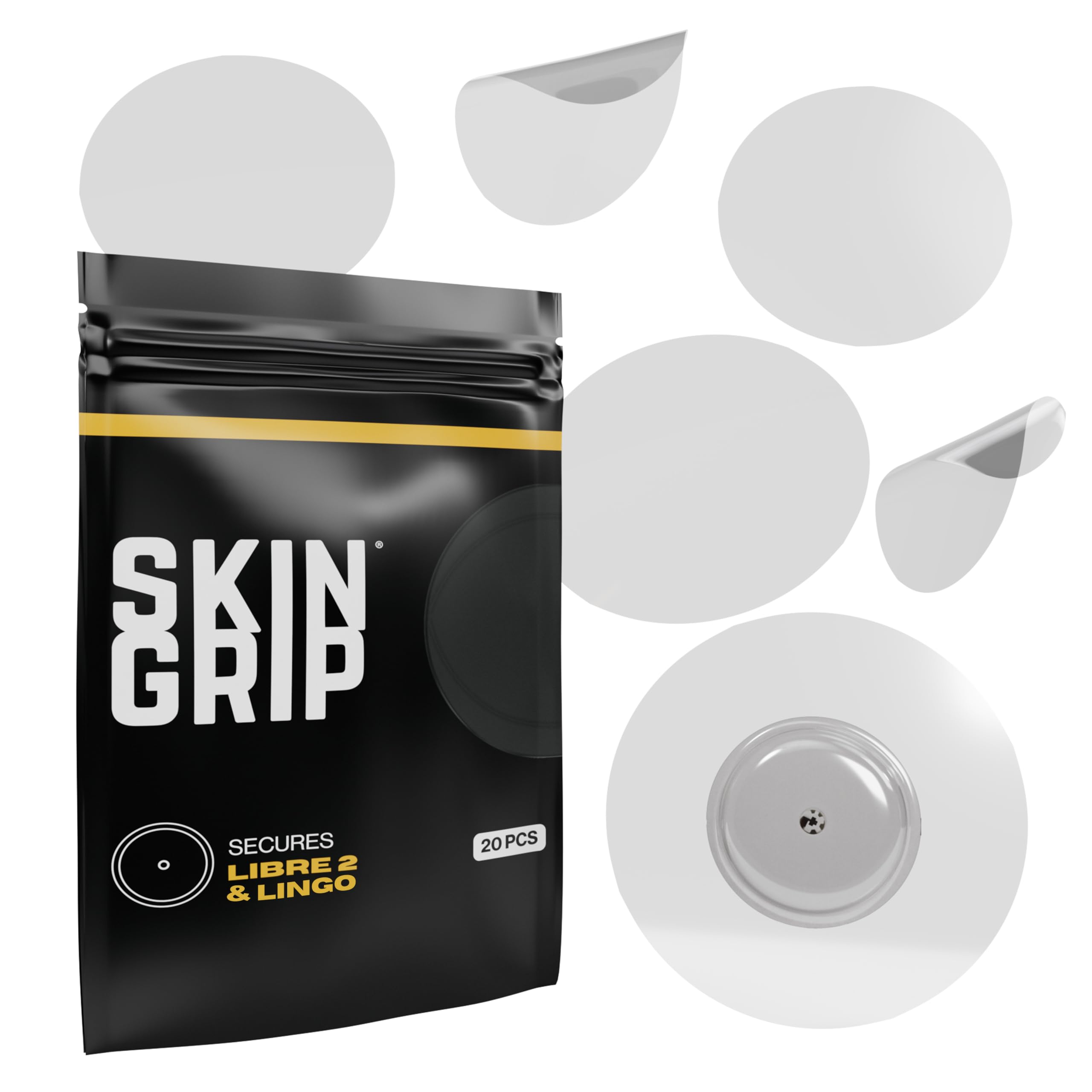 Skin Grip Freestyle Libre 2 sensor cover in clear keeps CGM secure daily.