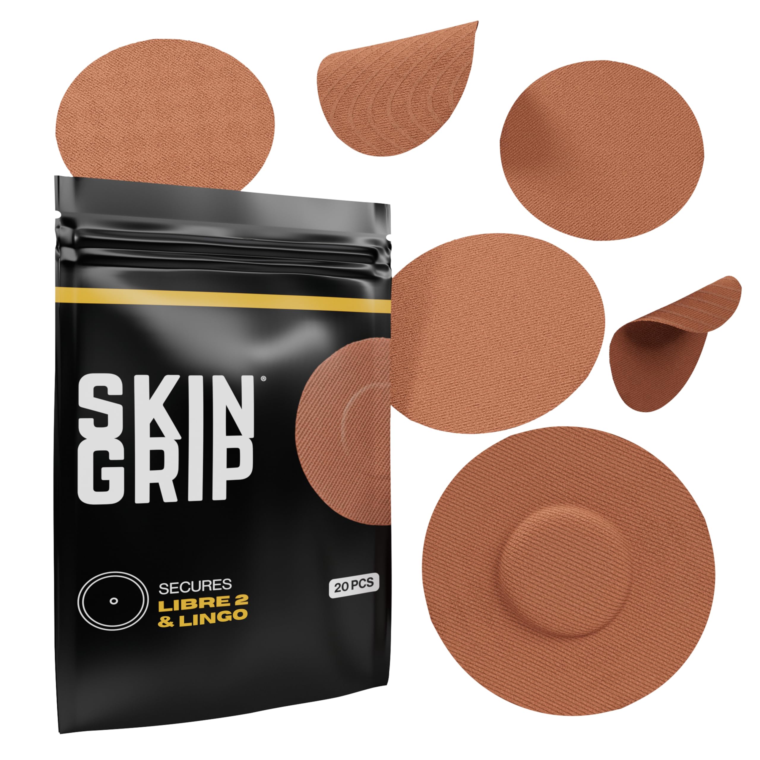 Skin Grip Freestyle Libre 2 sensor-cover closeup shows secure adhesion for long wear
