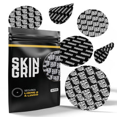 Skin Grip sensor cover closeup shows secure adhesion and extended wear for Libre 2