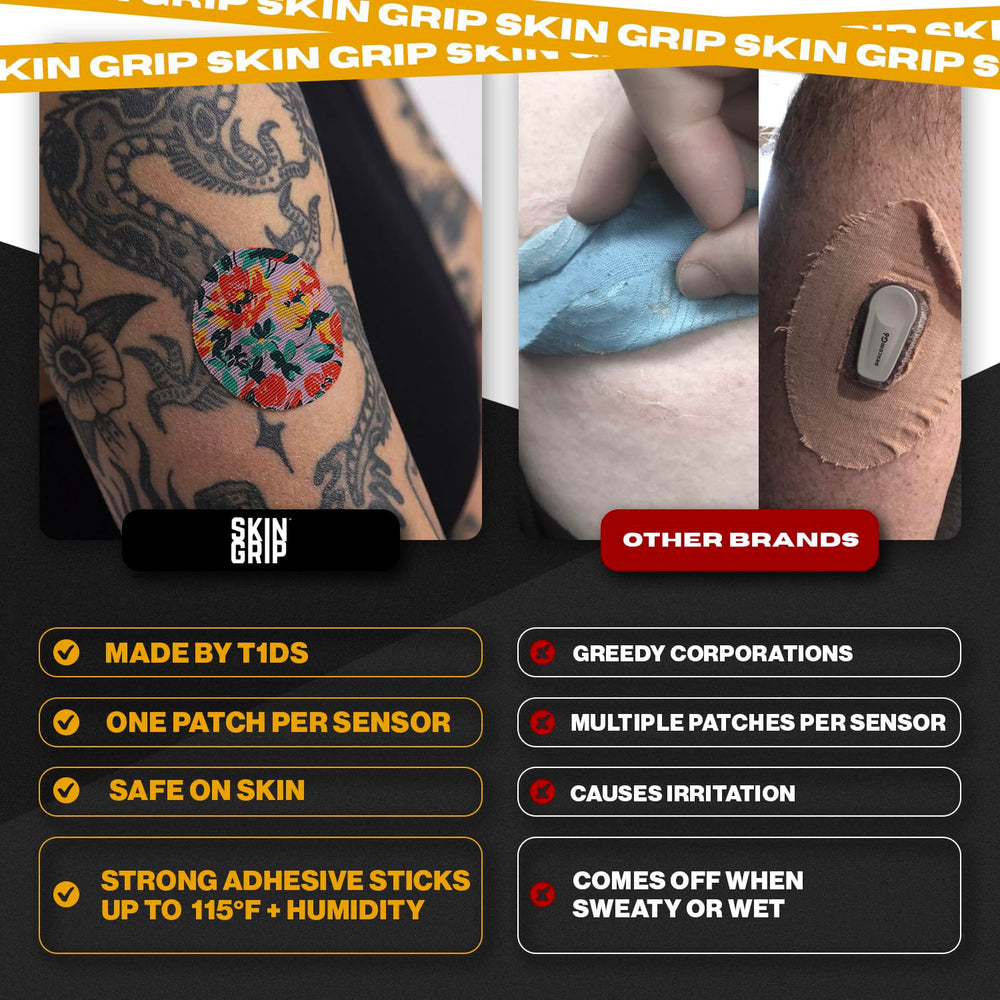 Skin Grip hypoallergenic latex-free adhesive patch on skin.