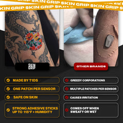 Skin Grip hypoallergenic latex-free adhesive patch on skin.