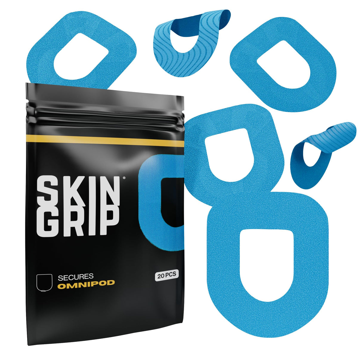 Skin Grip Insulet Omnipod 5 patch on skin staying secure during showers and swims.
