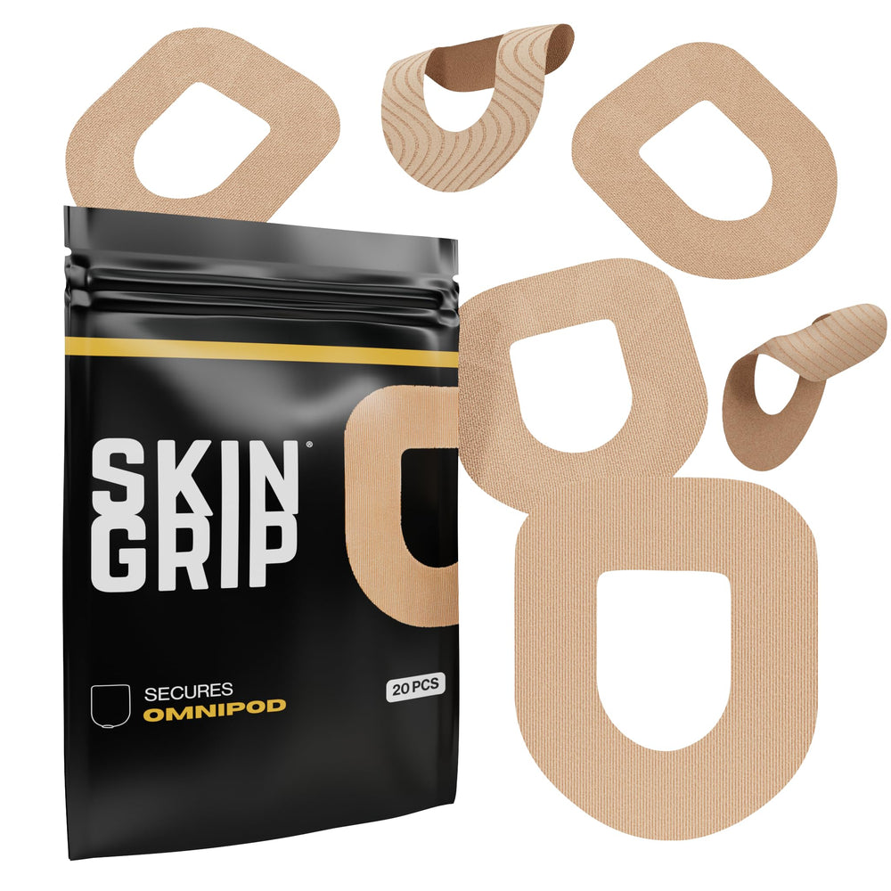Skin Grip Insulet Omnipod patch waterproof keeps your pump secure during showers and swimming.