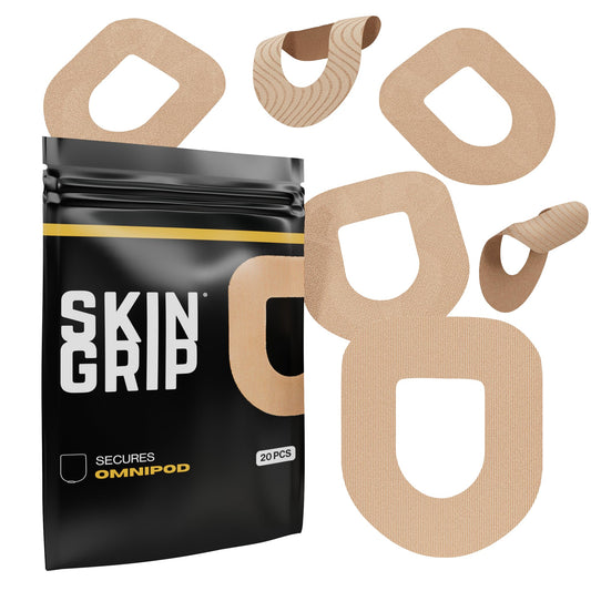 Skin Grip Insulet Omnipod patch waterproof keeps your pump secure during showers and swimming.