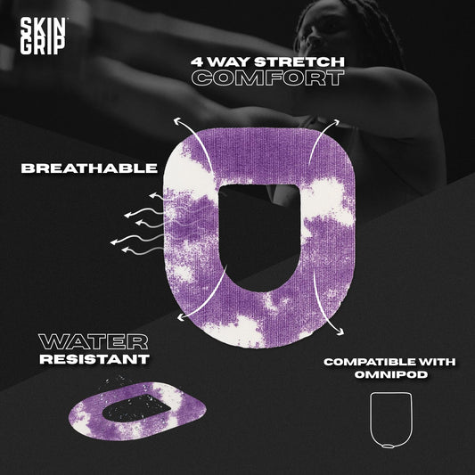 Skin Grip Insulet Patch four-way stretch for seamless skin wear.