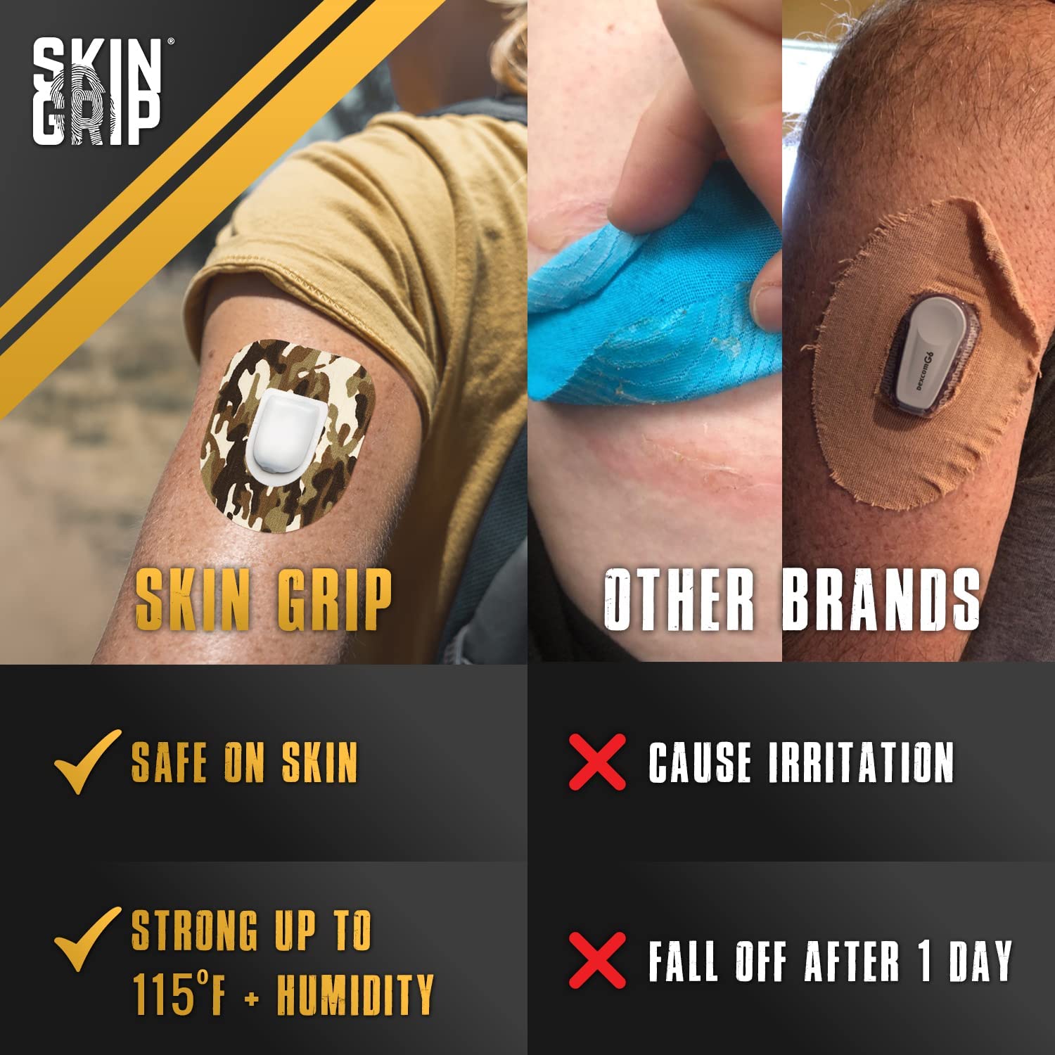 Skin Grip Insulet Patch four-way stretch application demonstrates easy, confident placement
