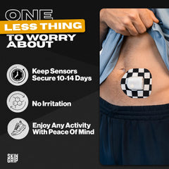 Skin Grip Insulet Patch hypoallergenic adhesive minimizes irritation during daily activity.