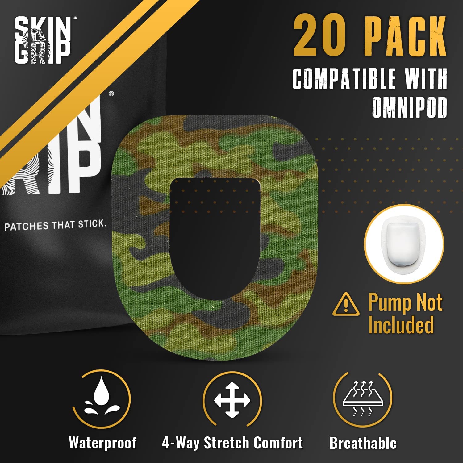 Skin Grip Insulet Patch waterproof performance makes showers safe for insulin pumps