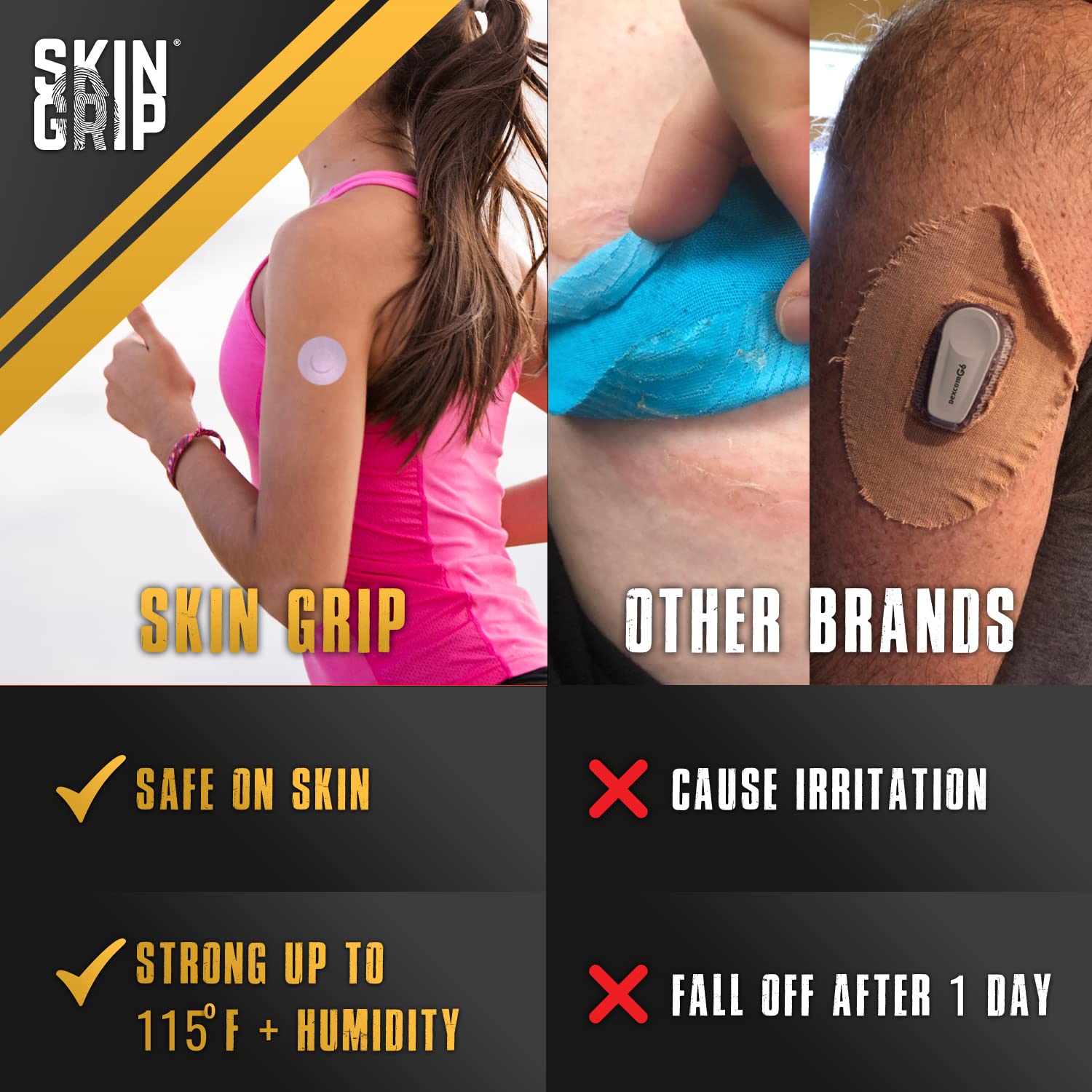 Skin Grip latex-free hypoallergenic adhesive designed for sensitive skin