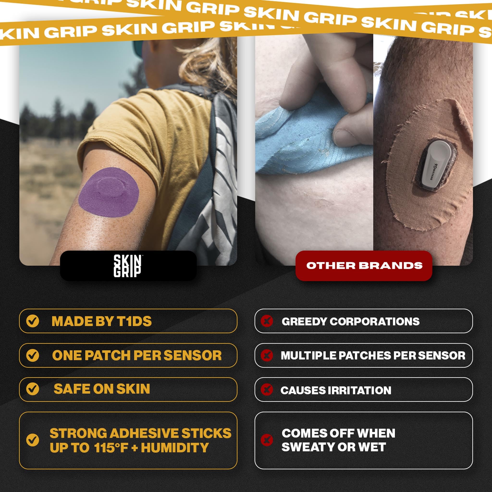 Skin Grip Latex-free hypoallergenic materials for sensitive skin