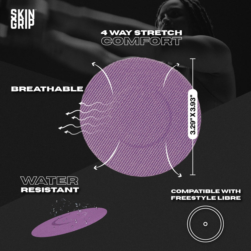 Skin Grip Lingo CGM patch application scene for quick, secure adhesion