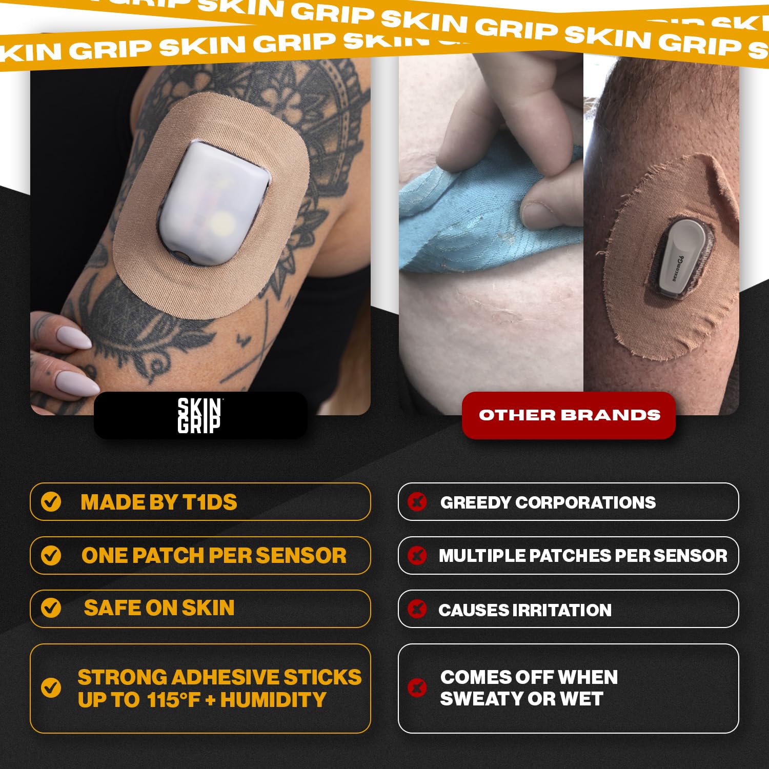 Skin Grip Omnipod patch easy application and secure wear.