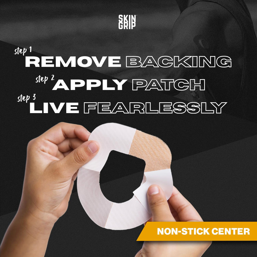 Skin Grip patch hypoallergenic adhesive keeps skin comfortable all day.
