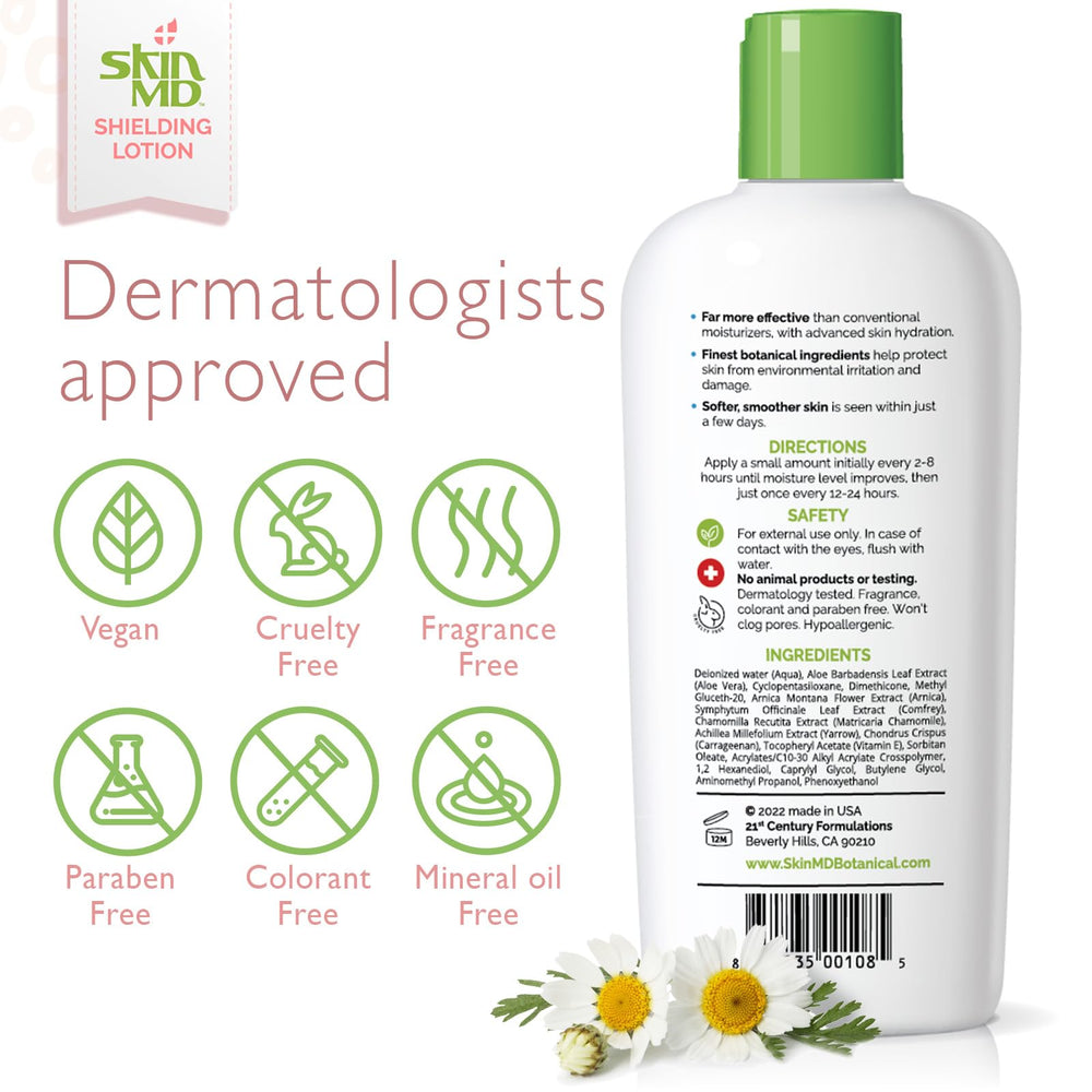 Skin MD Shielding Lotion Arnica hydrates and comforts the skin.