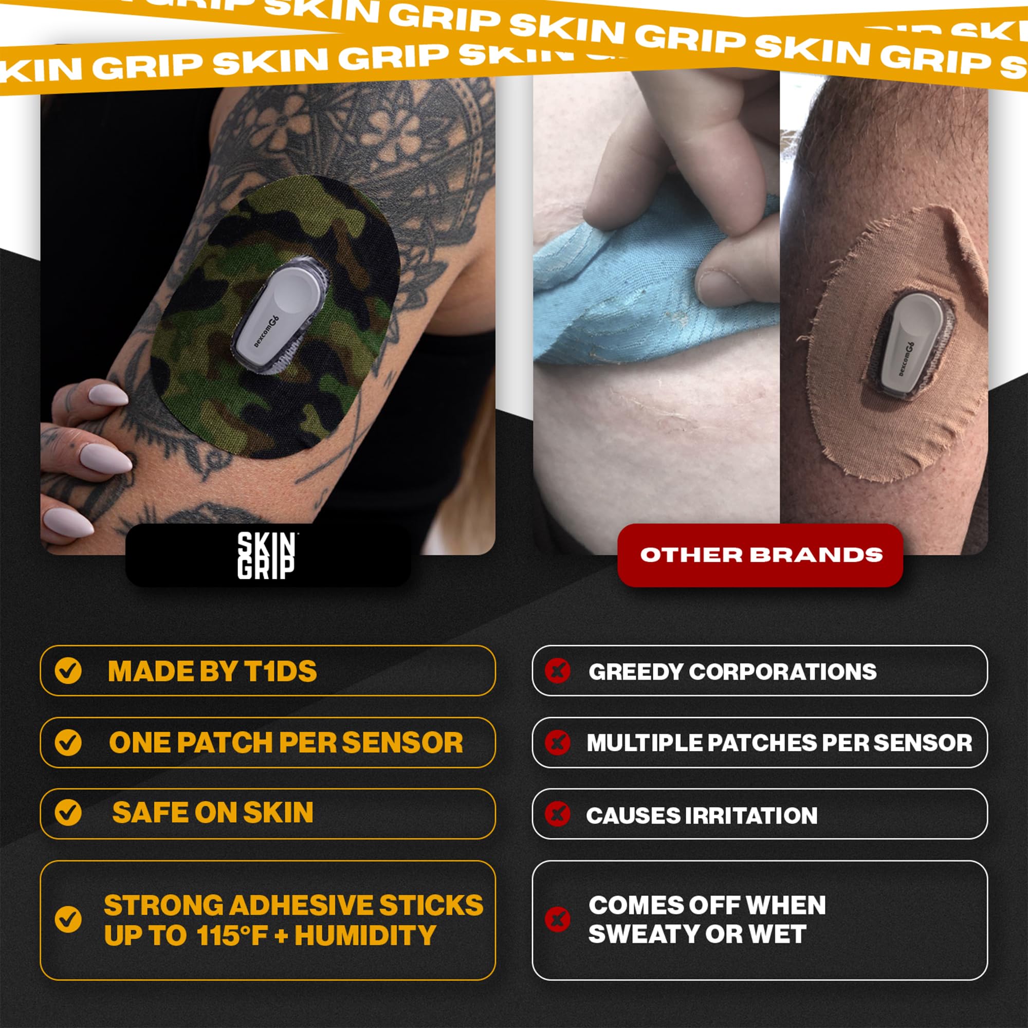 Skin Grip camo 4-way stretch patch ensures easy, seamless application.
