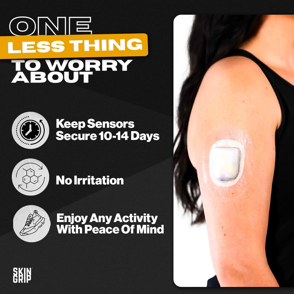 Skin Grip Omnipod patch visible under clothing offering transparent protection.