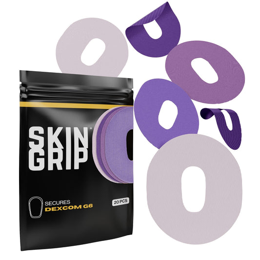 Skin Grip Dexcom G6 patch on skin showing secure adhesion for active days