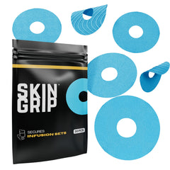 Skin Grip universal patch on CGM sensor securely adheres to skin during activity.