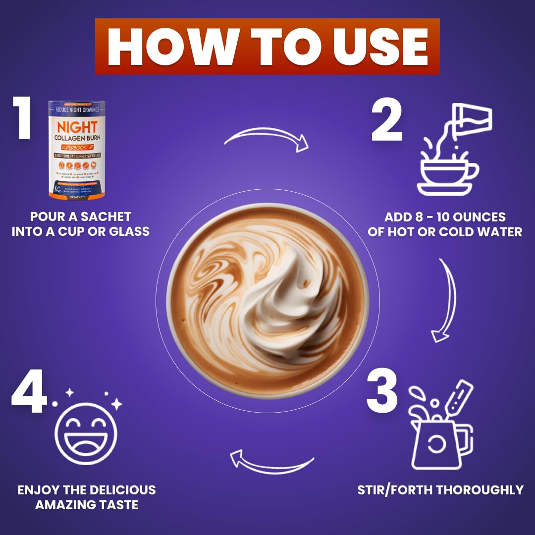 Skinny Coffee SuperBoost Night Collagen Burn on a bedside nightstand