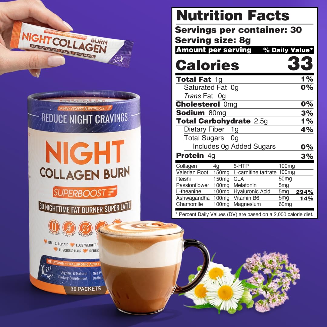 Skinny Coffee SuperBoost Night Collagen Burn nighttime calm and sleep support