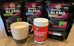 Shaker with Skinny Jane Collagen Peptides Powder ready to mix drinks.