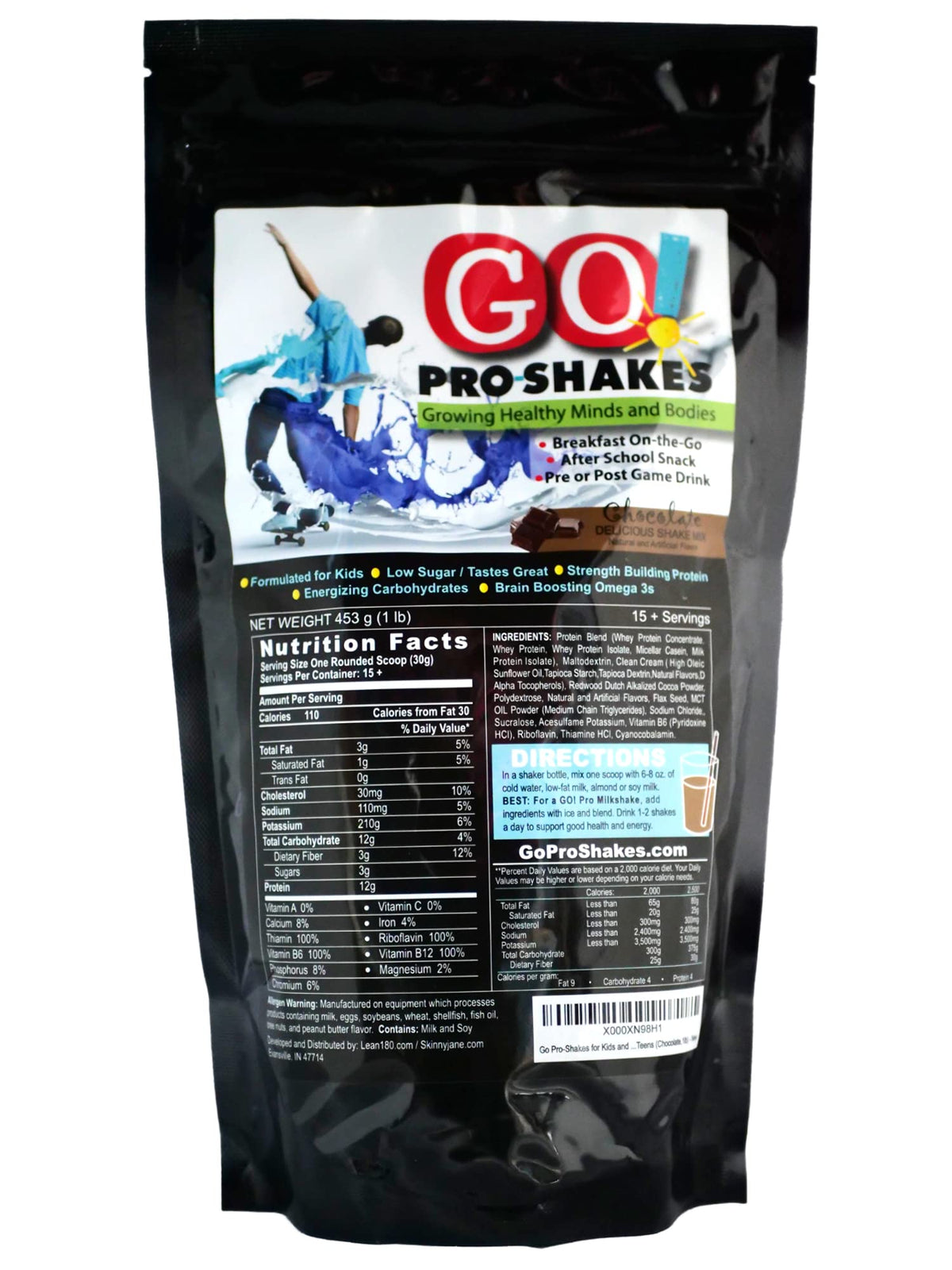 Skinny Jane GO Pro Shakes chocolate powder tin for active kids' nutrition