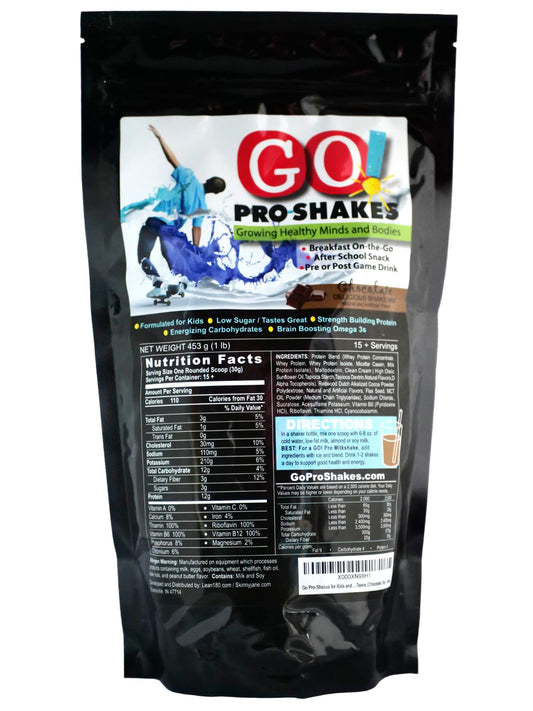 Skinny Jane GO Pro Shakes chocolate powder tin for active kids' nutrition